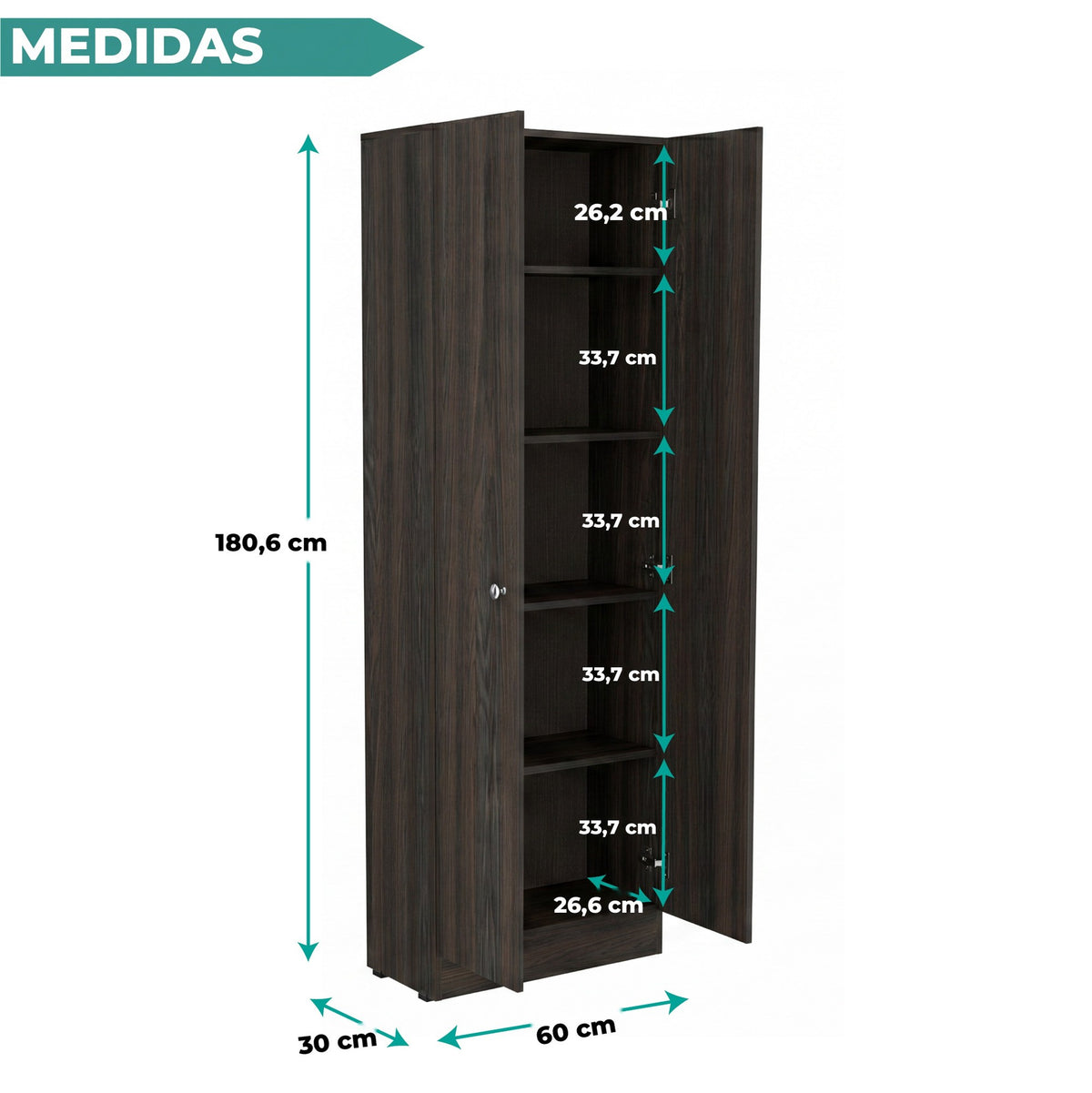 TUHOME CONCEPT Armario multiusos de 181 cm, negro