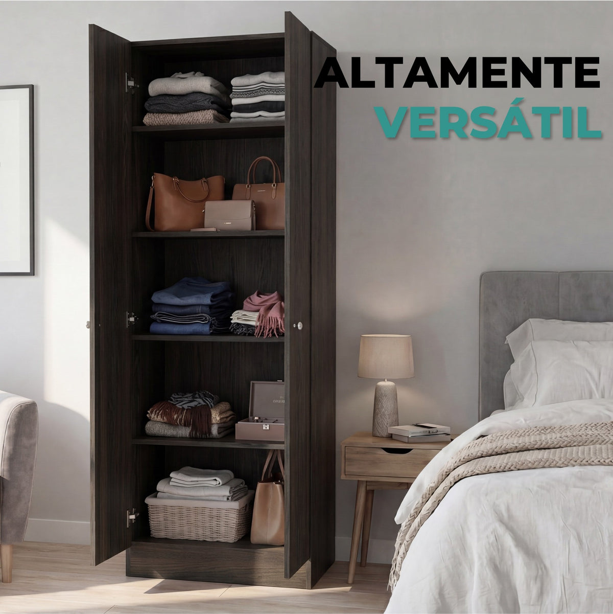 TUHOME CONCEPT Armario multiusos de 181 cm, negro