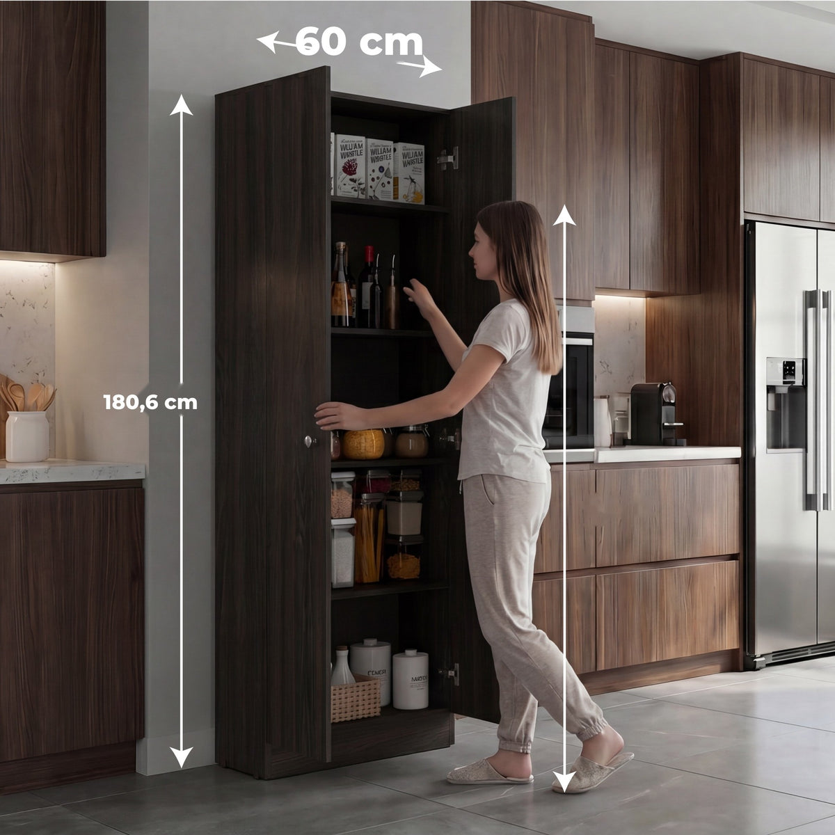 TUHOME CONCEPT Armario multiusos de 181 cm, negro