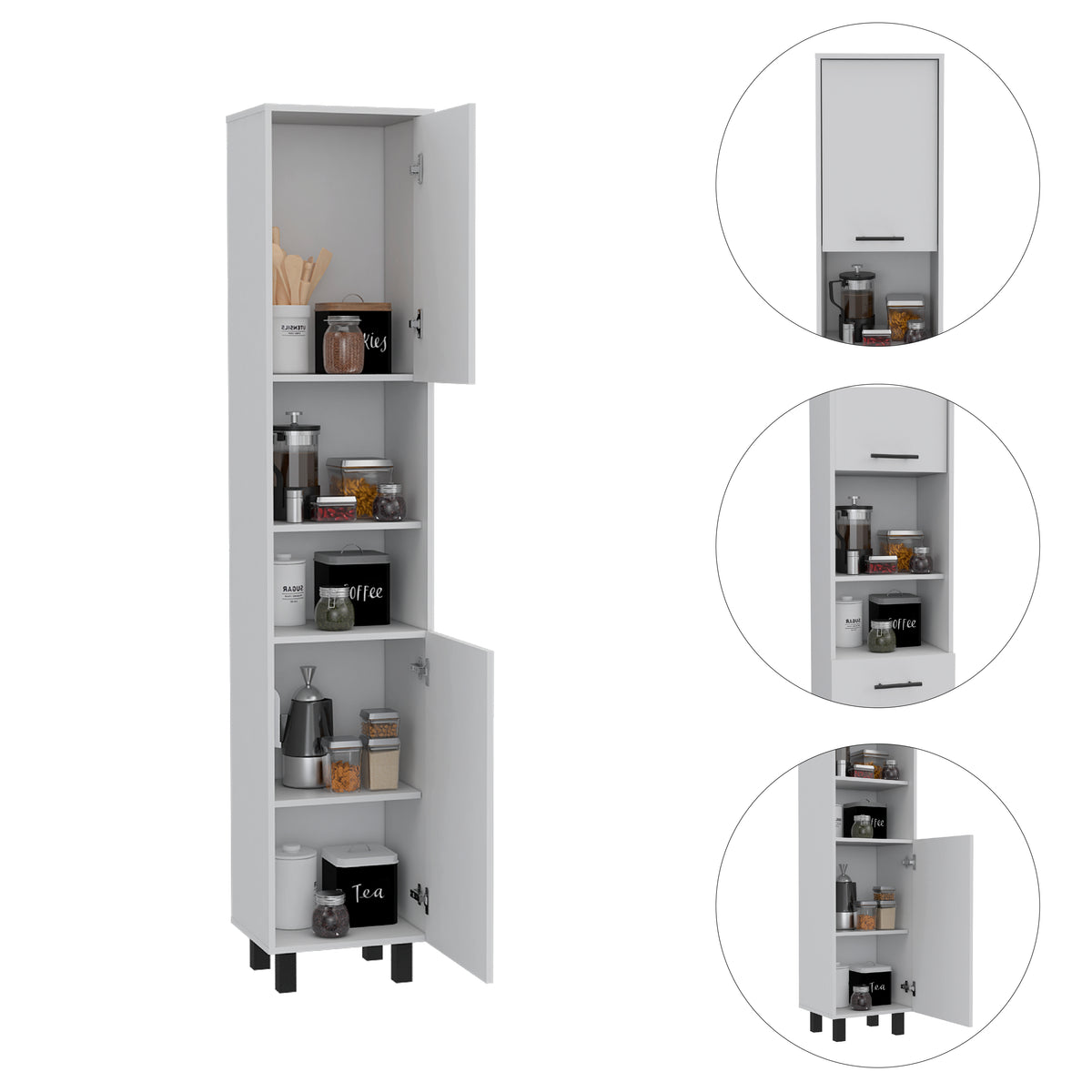 Despensa de cocina Hobart de 202 cm, blanco, foto 4 – TUHOME