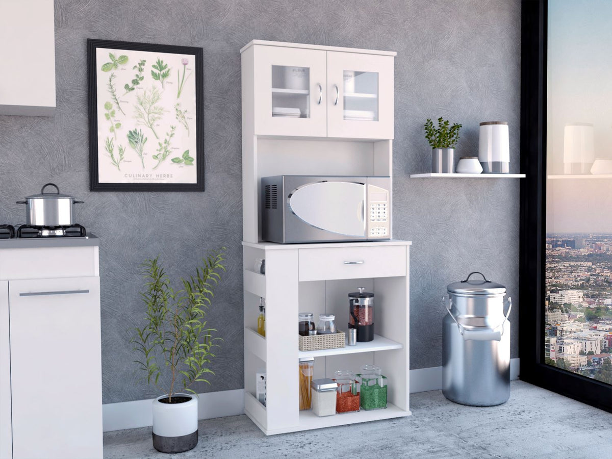 TUHOME CONCEPT Despensa de cocina Capienza de 170 cm con 2 puertas y 1 cajón, blanco