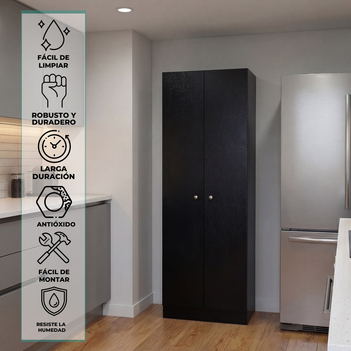 TUHOME CONCEPT Armario multiusos de 181 cm con 2 puertas y estantes, wengué