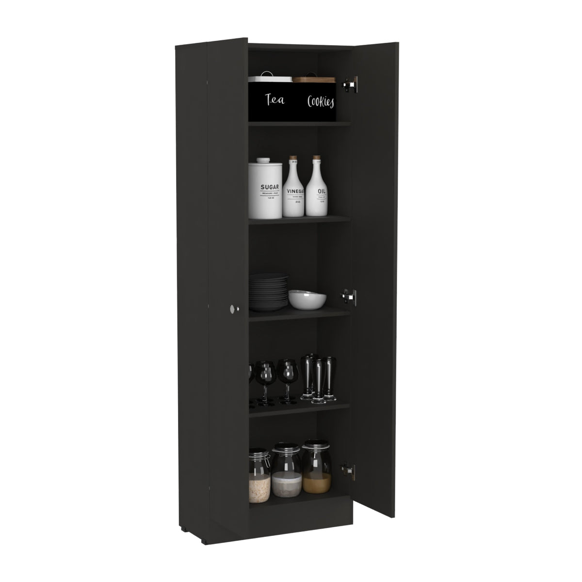 TUHOME CONCEPT Armario multiusos de 181 cm con 2 puertas y estantes, wengué