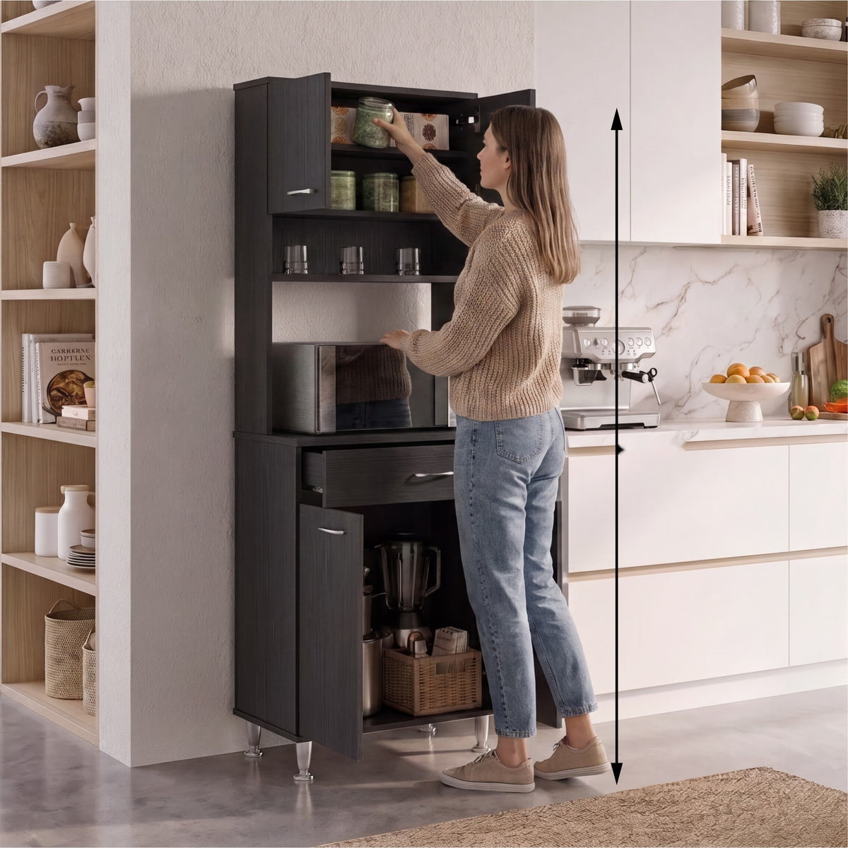 Despensa de cocina Della de 169 cm con 1 cajón