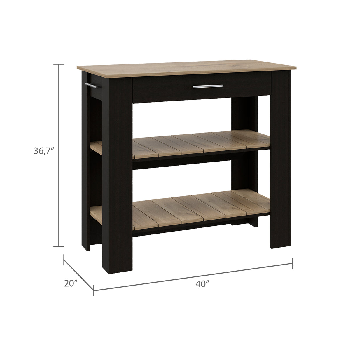TUHOME CONCEPT Isla de cocina Cala de 102 cm, wengué y roble arena