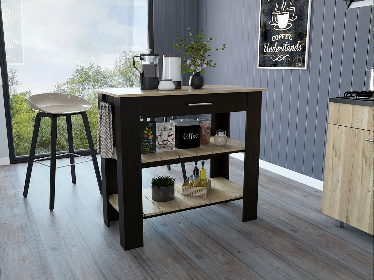 TUHOME CONCEPT Isla de cocina Cala de 102 cm, wengué y roble arena