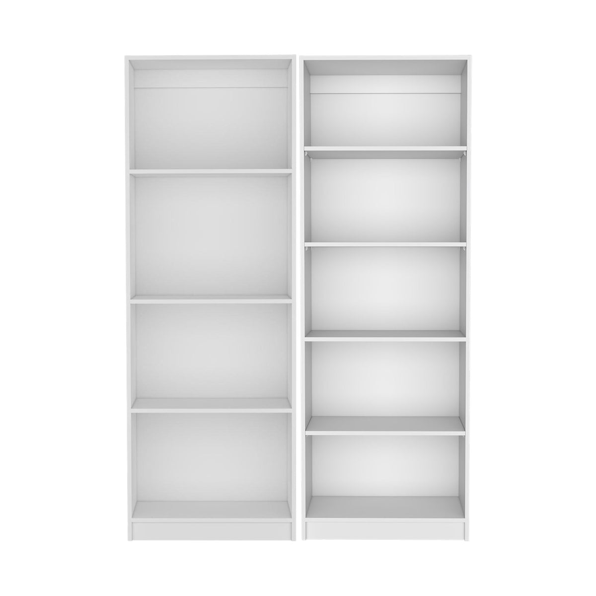 Conjunto de 2 librerías Home de 181 cm: 1 abierta de 4 huecos + 1 abierta de 5 huecos, blanco