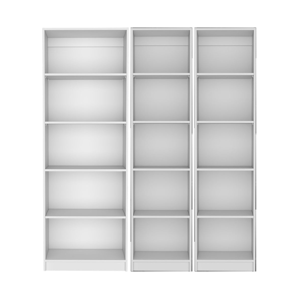 Conjunto de 3 librerías Home de 181 cm: 1 abierta de 5 huecos + 2 XS de 45 cm, blanco
