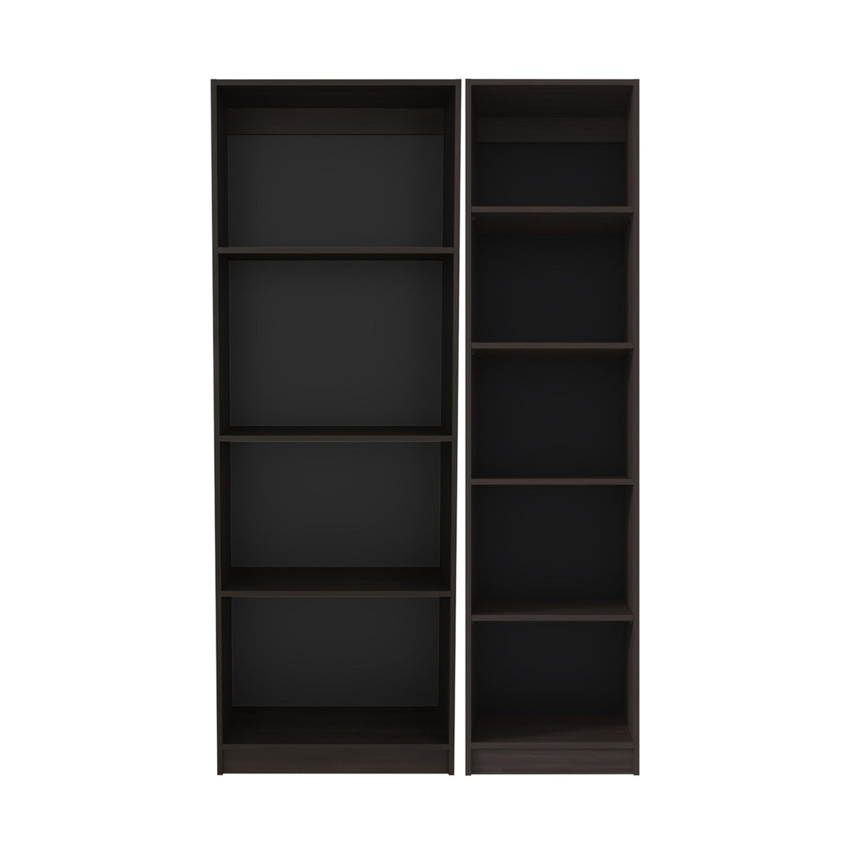 TUHOME CONCEPT Conjunto de 2 librerías Home de 181 cm: 1 abierta de 4 huecos + 1 XS de 45 cm, nogal