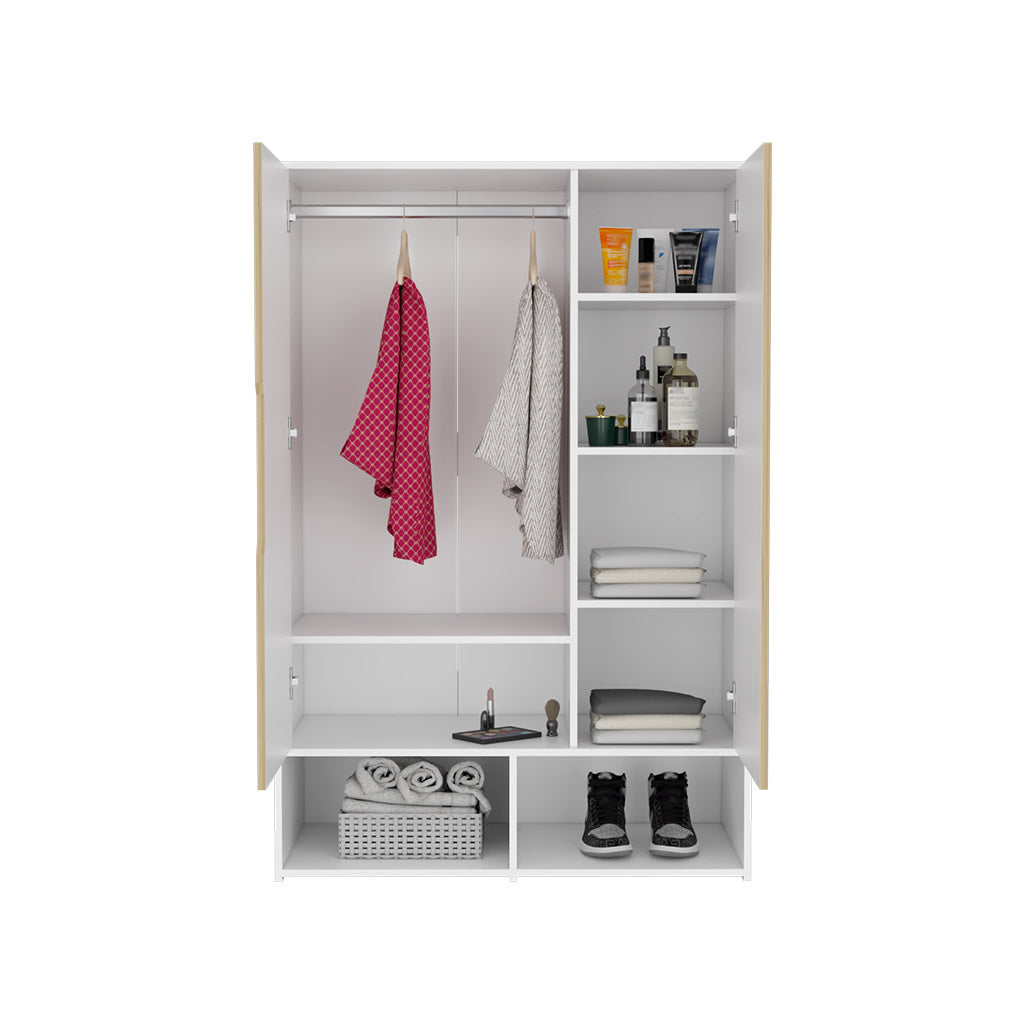Armario ropero Rosie de 100 cm, roble claro y blanco, foto 6 – TUHOME