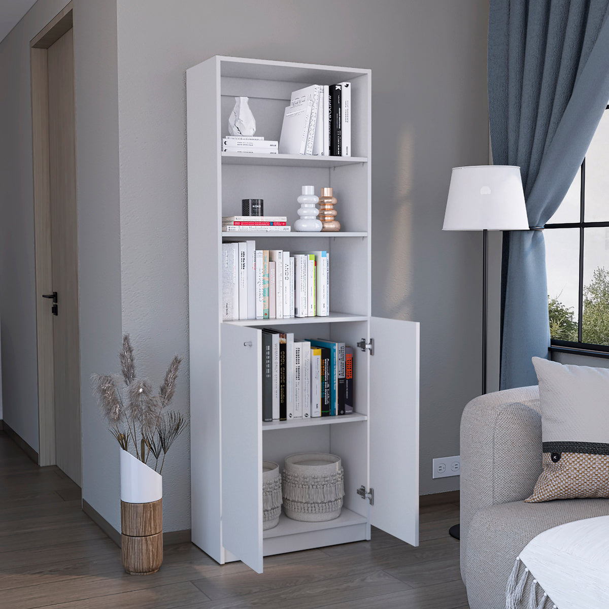 Librería Home de 181 cm con 2 puertas, blanco, foto 2 – TUHOME