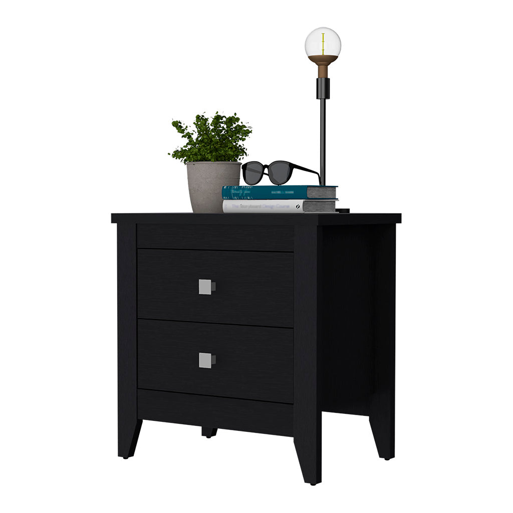 TUHOME CONCEPT Mesita de noche Amara de 60 cm con 2 cajones, negro