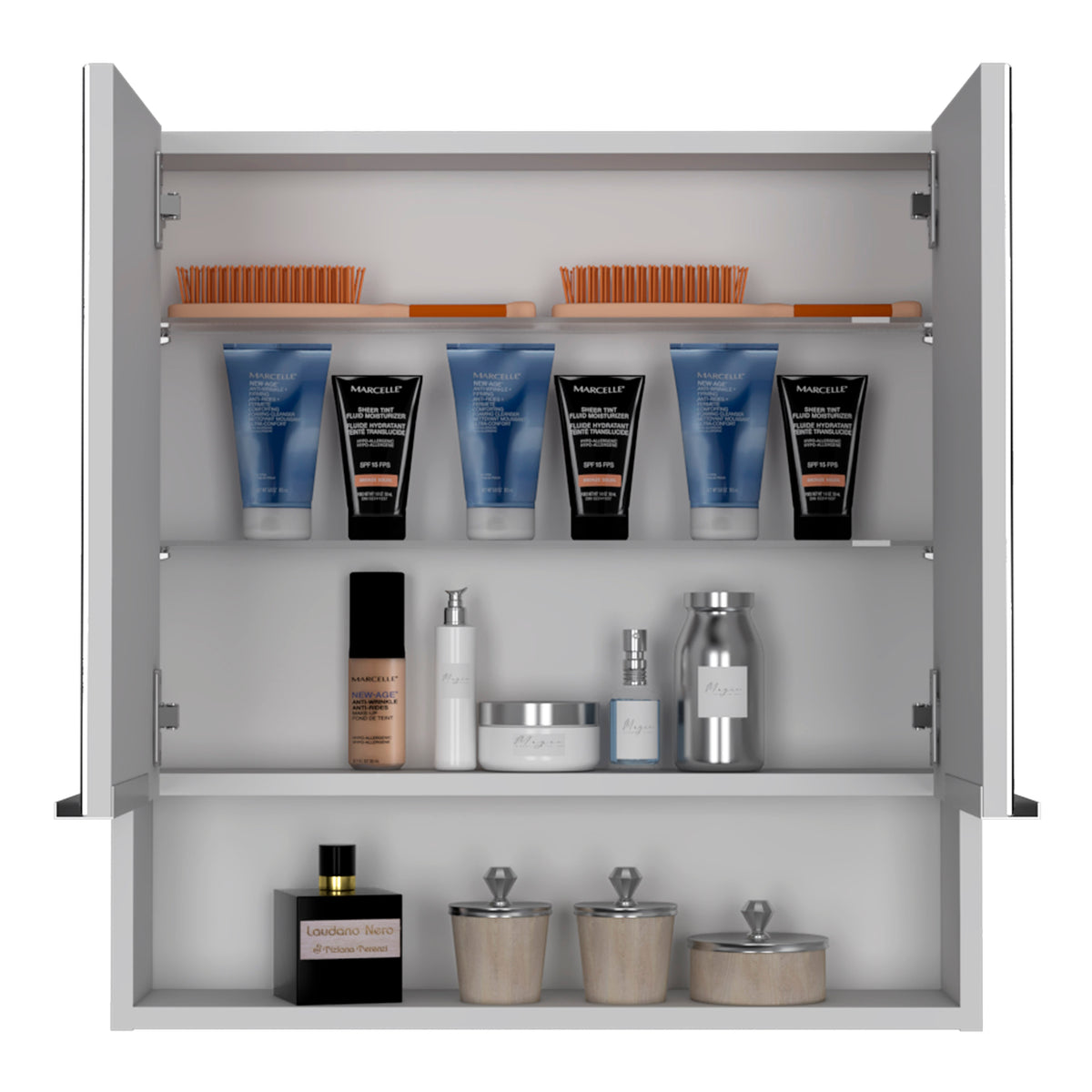 Armario de baño con espejo Jaspe 60 cm, en melamina