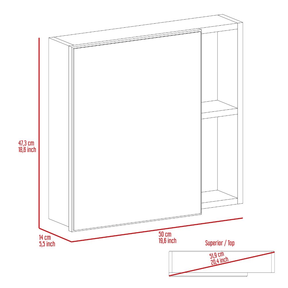 TUHOME CONCEPT Armario de baño de pared Oman de 50 cm, blanco