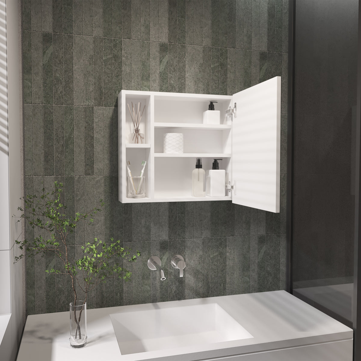 TUHOME CONCEPT Armario de baño de pared Oman de 50 cm, blanco