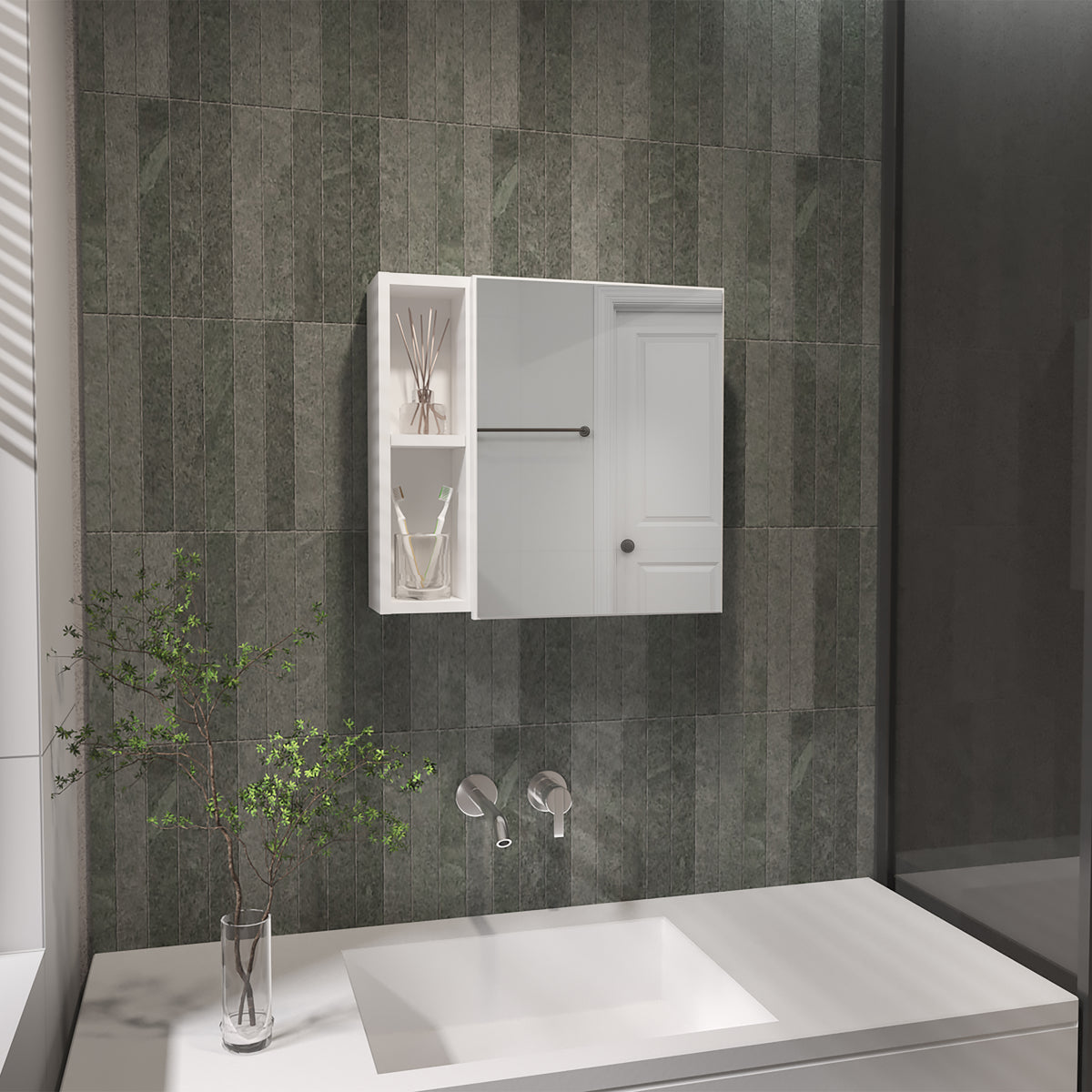 TUHOME CONCEPT Armario de baño de pared Oman de 50 cm, blanco