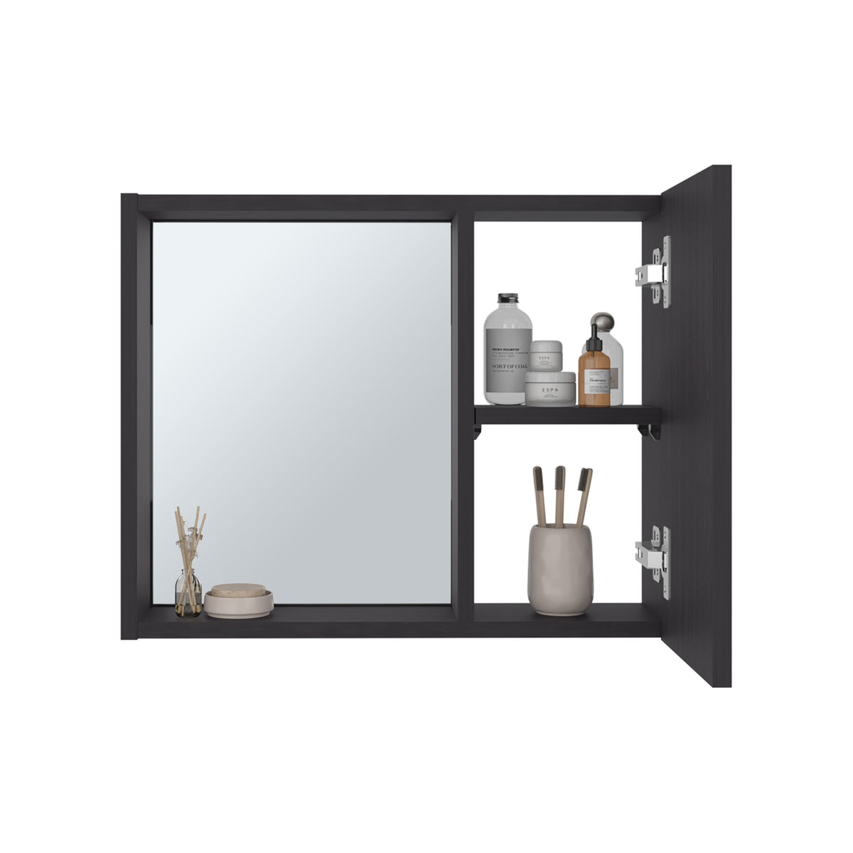 TUHOME CONCEPT Armario de baño de pared Alessi de 50 cm con espejo, wengué