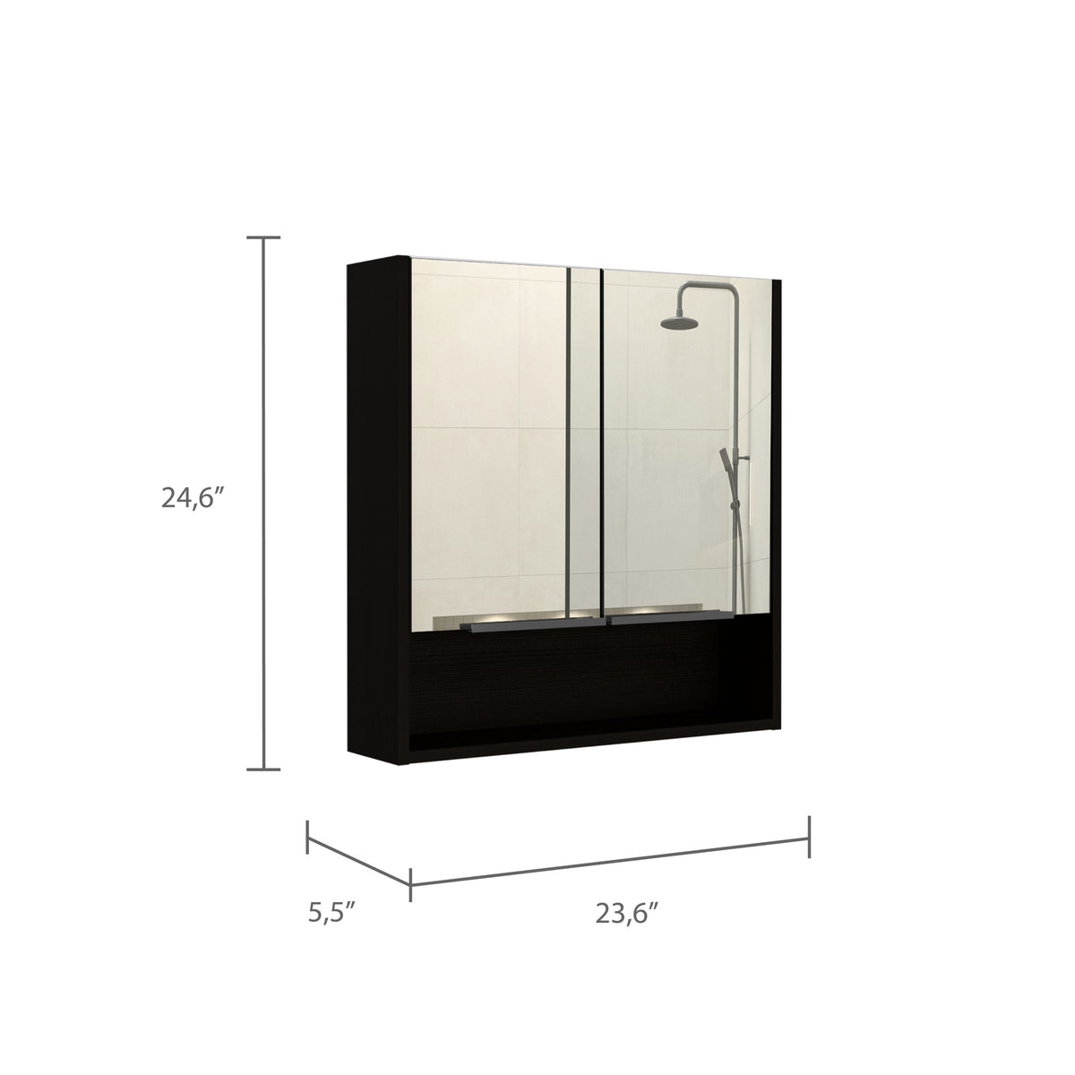 Armario de baño con espejo Jaspe 60 cm, en melamina