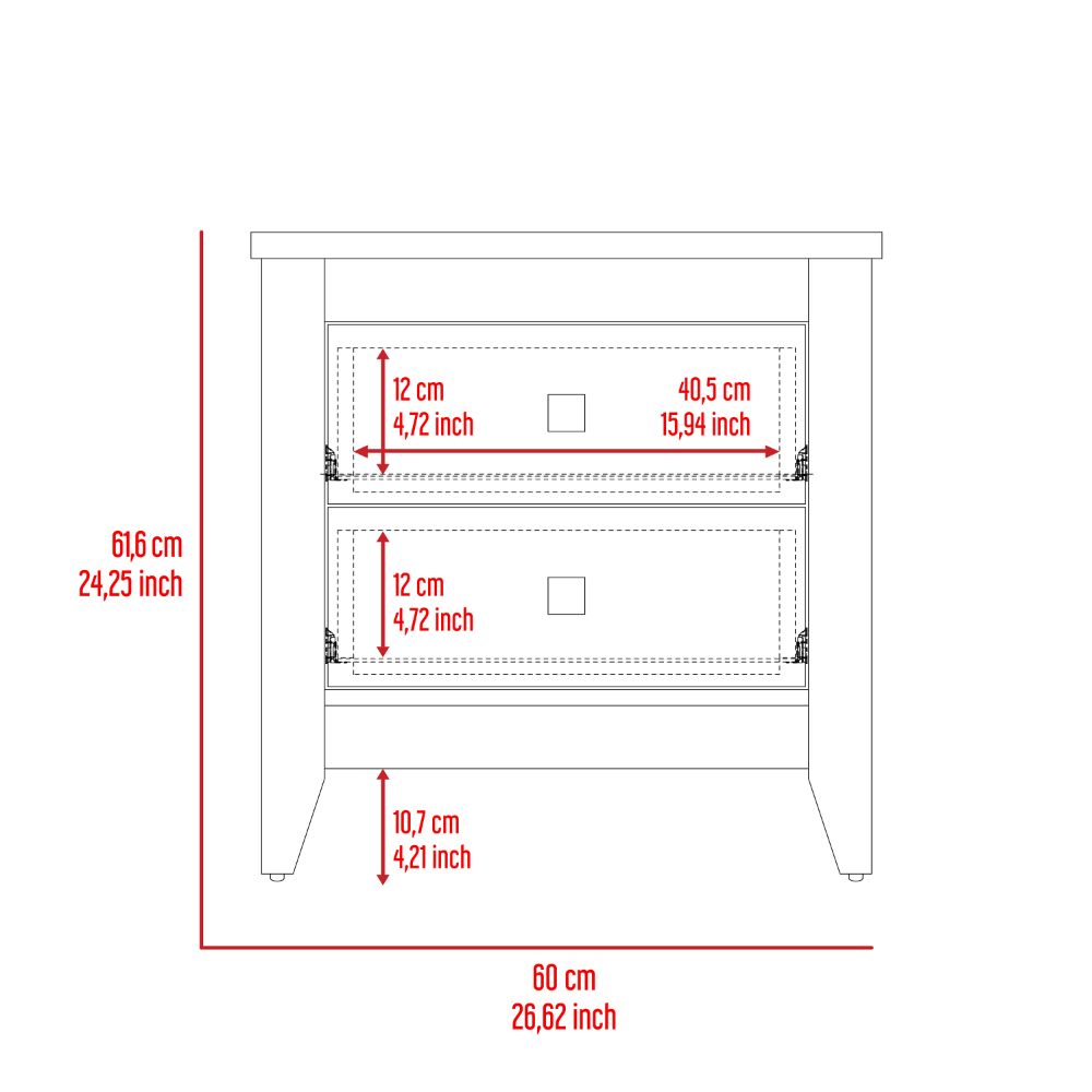 TUHOME CONCEPT Mesita de noche Amara de 60 cm, blanco