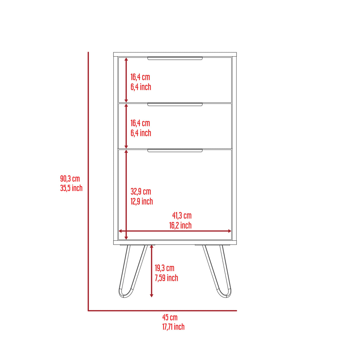Cómoda Augusta de 45 cm, roble arena, foto 9 – TUHOME