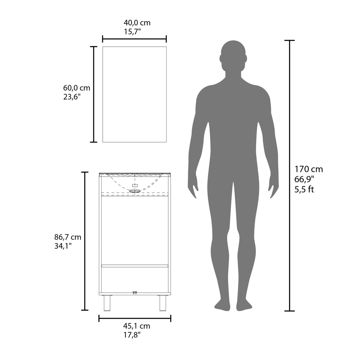 TUHOME CONCEPT Conjunto de baño Brady de 45 cm con lavabo y espejo, wengué