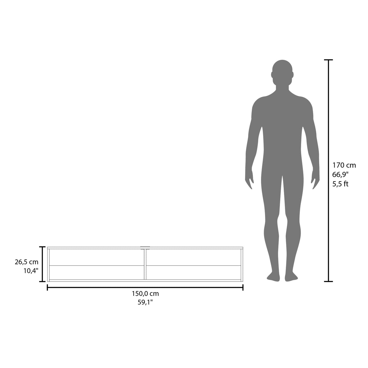 Mueble de TV flotante de 150 cm, wengué, foto 8 – TUHOME