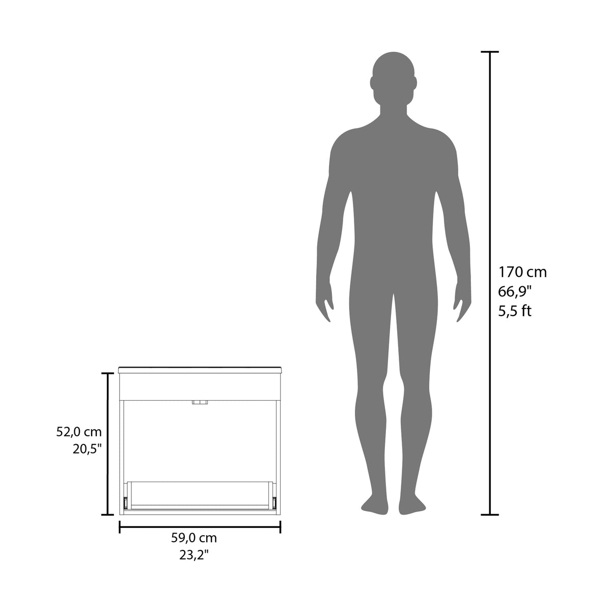 TUHOME CONCEPT Mueble de baño Hatta de 59 cm con lavabo, blanco