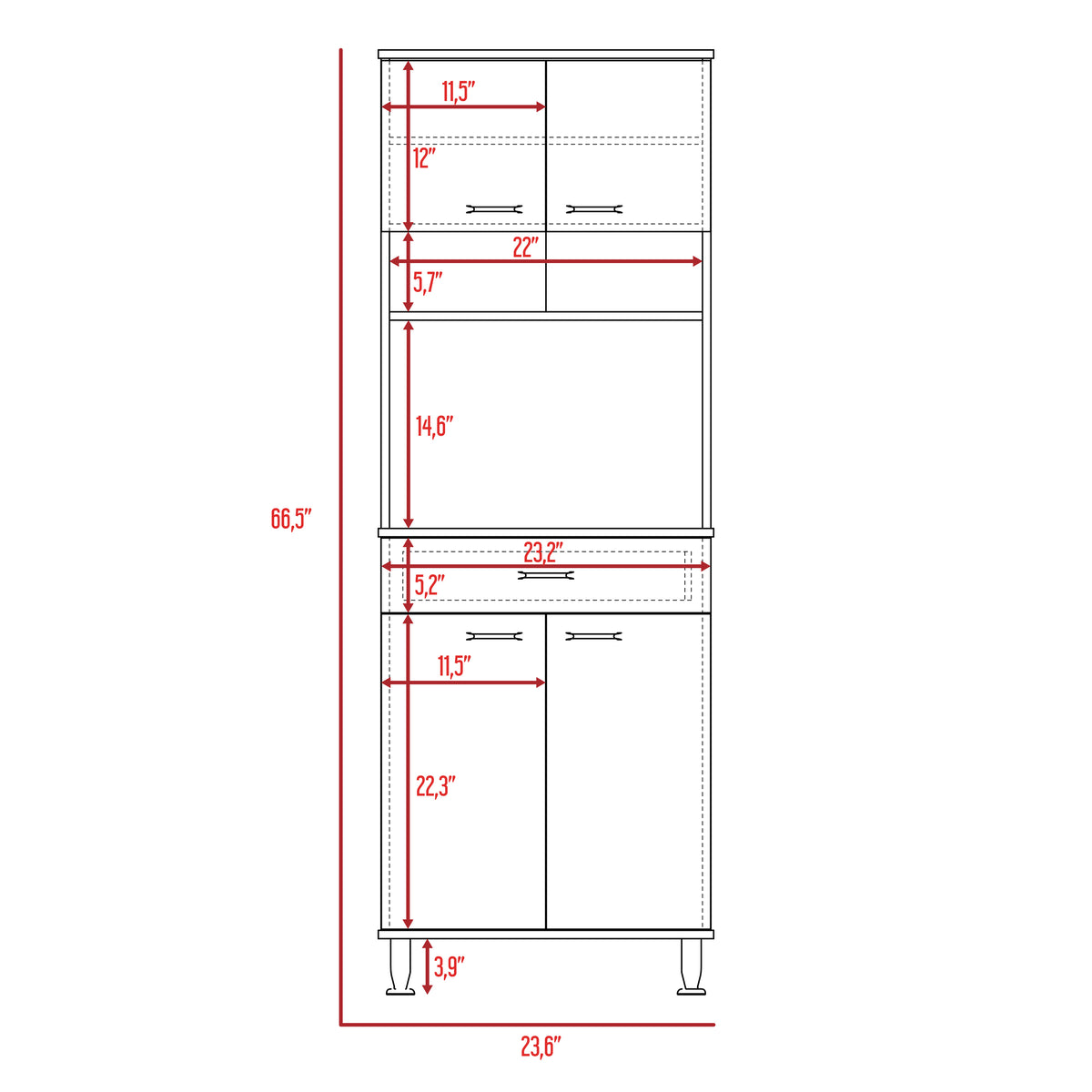 Despensa de cocina Della de 169 cm con 1 cajón