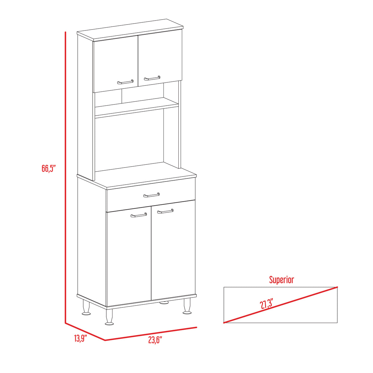 Despensa de cocina Della de 169 cm con 1 cajón