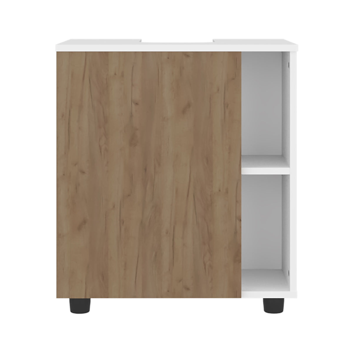 TUHOME CONCEPT Mueble bajo lavabo Pascuale de 55 cm con puerta y huecos laterales, blanco y roble
