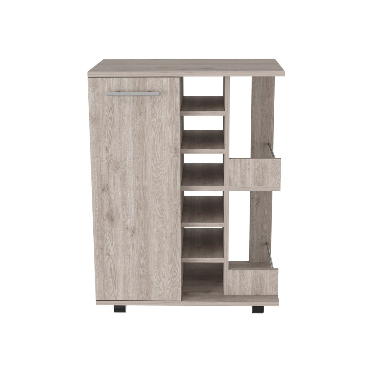 TUHOME CONCEPT Carrito de bar Dukat de 60 cm con botellero, 1 puerta y ruedas