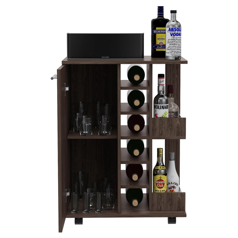 TUHOME CONCEPT Carrito de bar de 60 cm con botellero y ruedas
