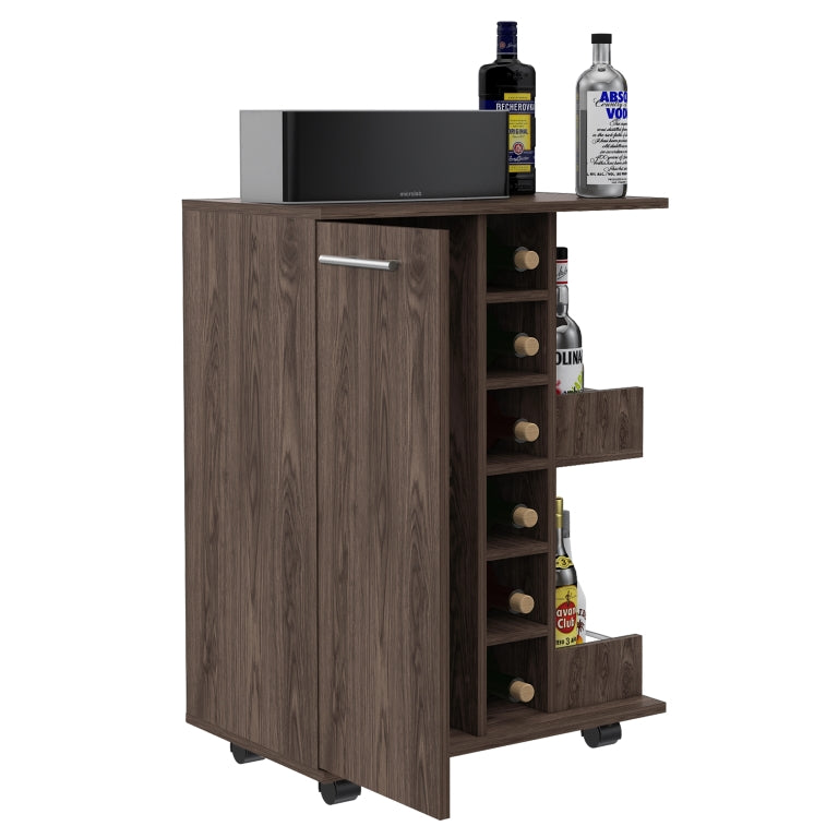TUHOME CONCEPT Carrito de bar de 60 cm con botellero y ruedas