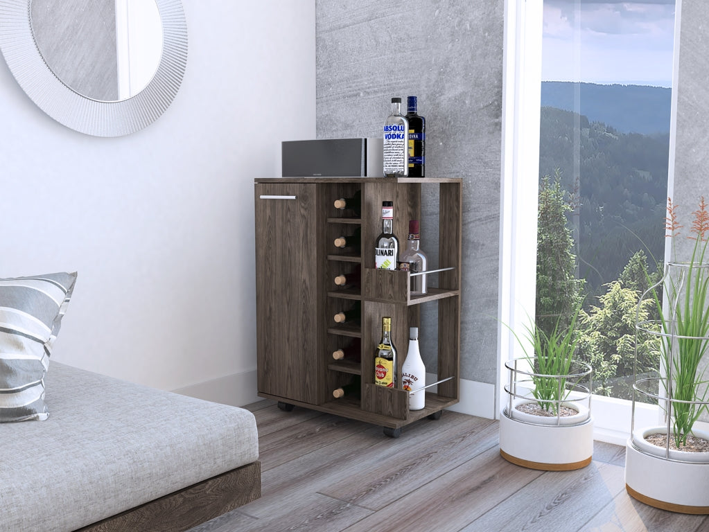 TUHOME CONCEPT Carrito de bar de 60 cm con botellero y ruedas