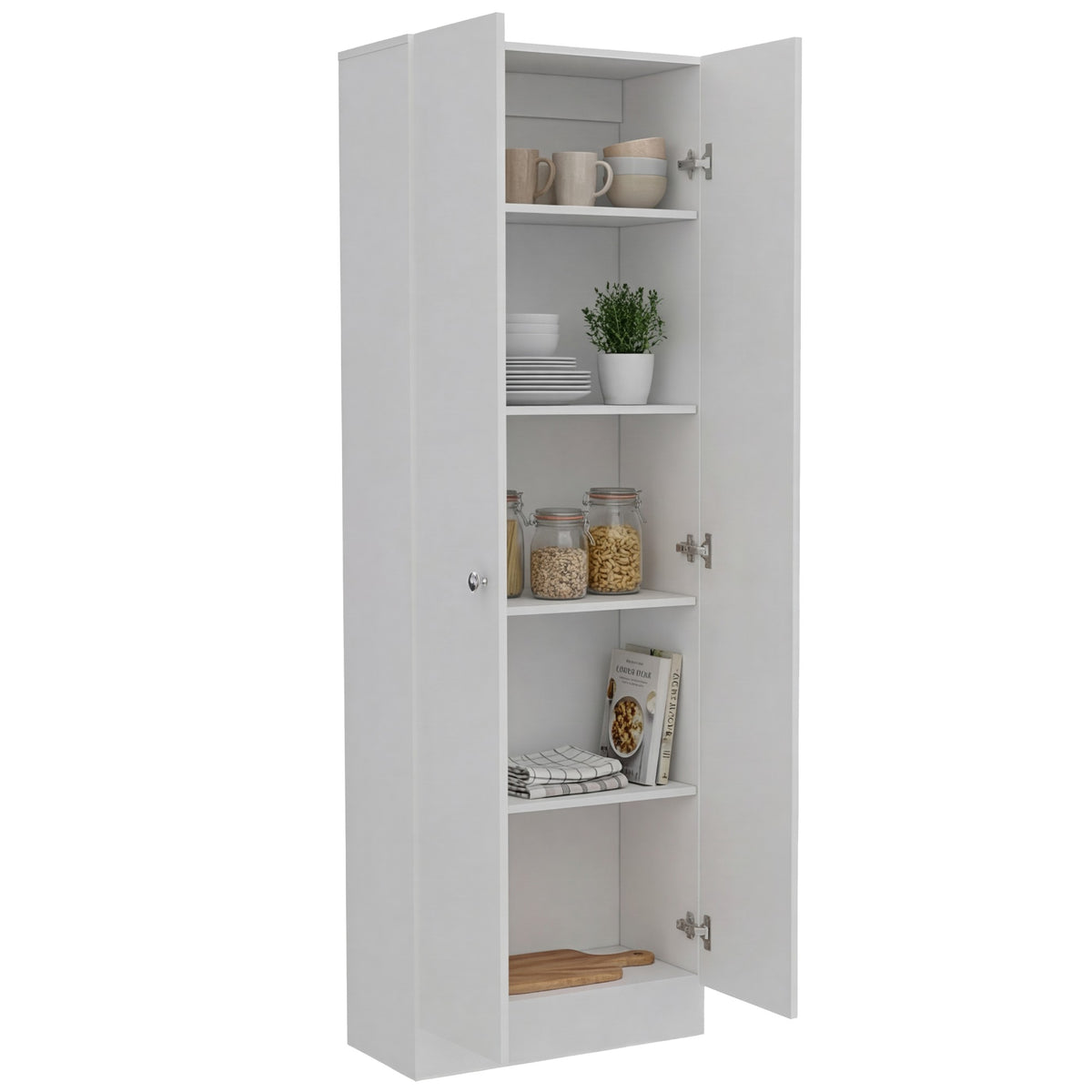 TUHOME CONCEPT Armario multiusos de 181 cm con 2 puertas y estantes, blanco