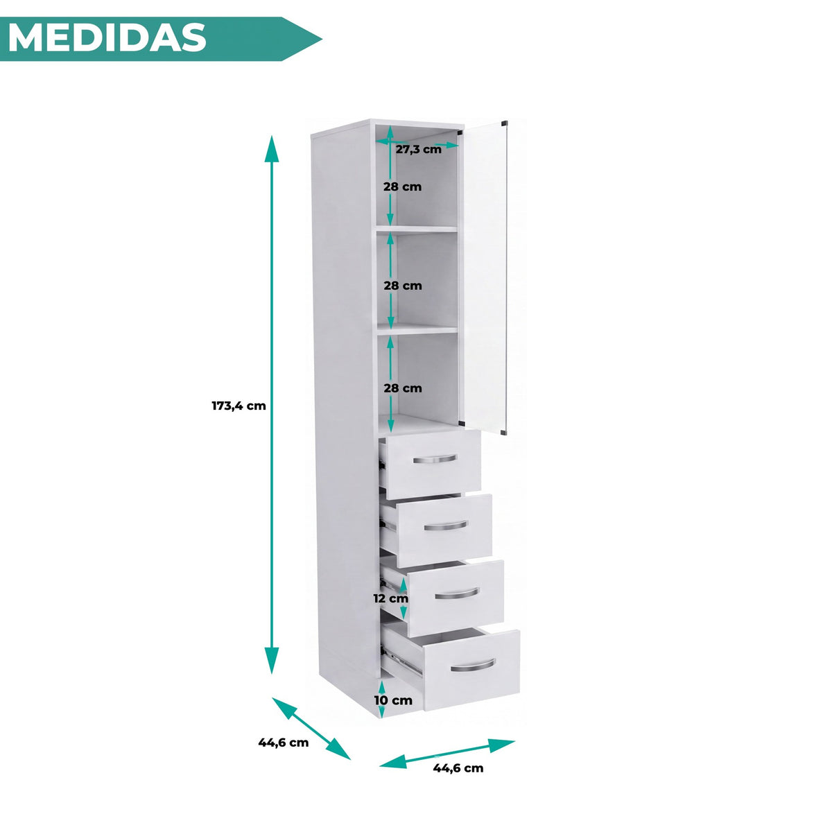 TUHOME CONCEPT Columna de baño Vanguard de 173 cm, blanco