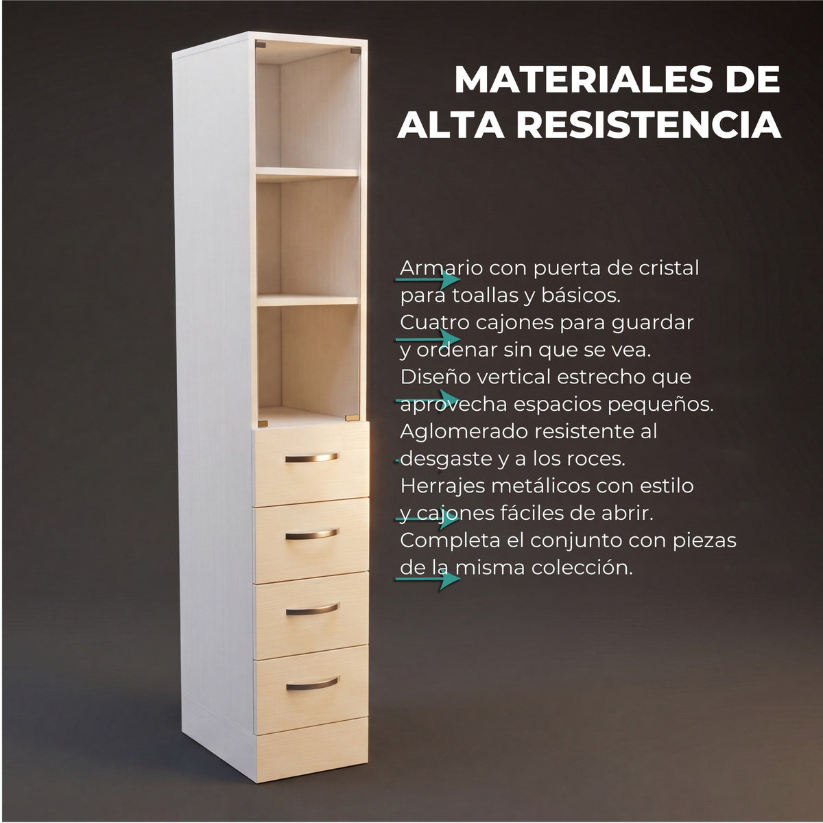 TUHOME CONCEPT Columna de baño Vanguard de 173 cm, blanco