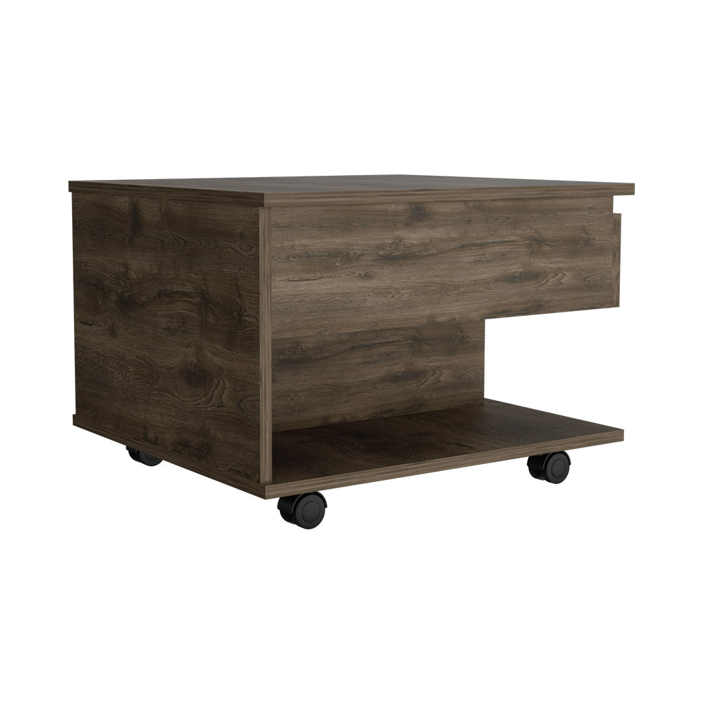 TUHOME CONCEPT Mesa de centro elevable Luanda de 55 cm con ruedas, roble oscuro