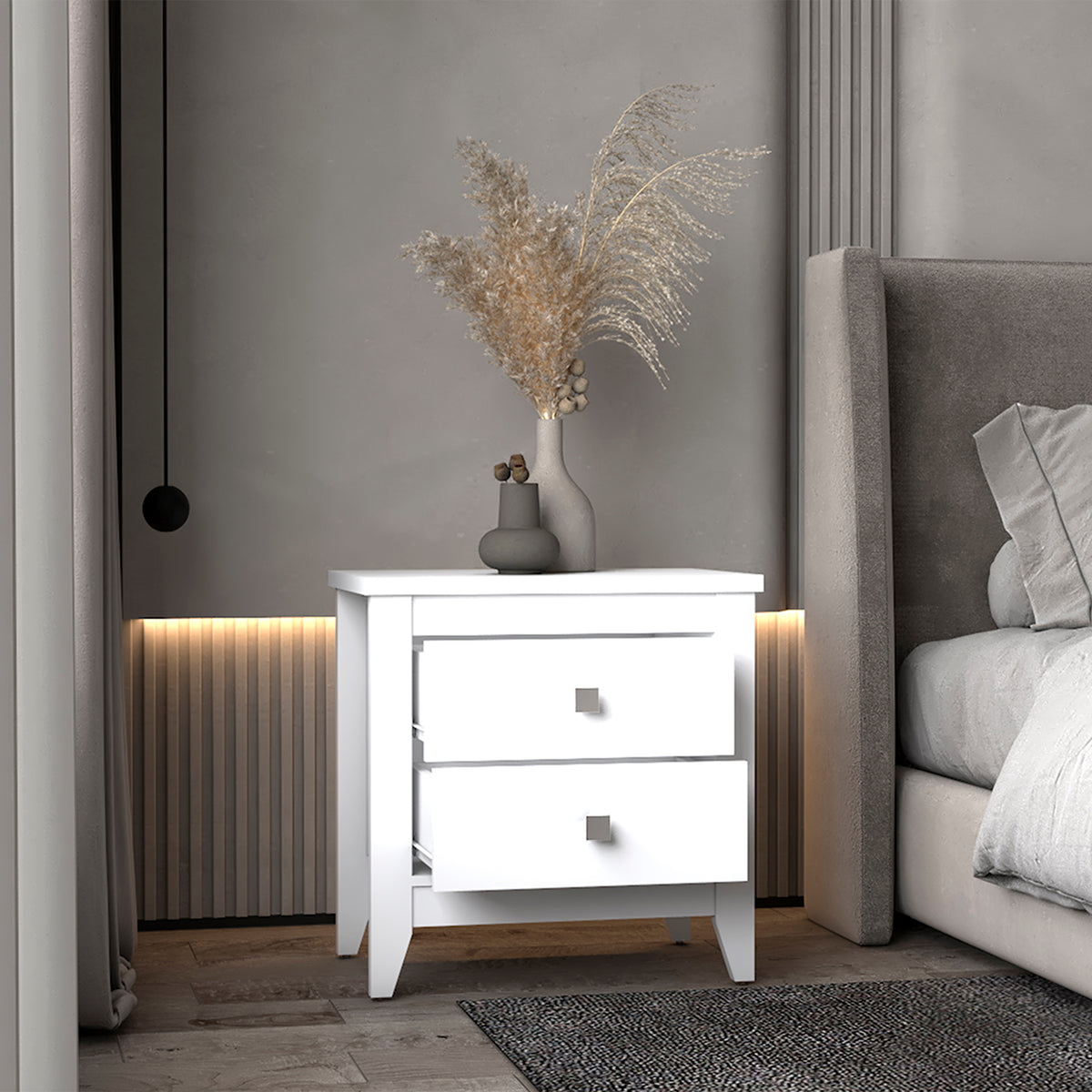 TUHOME CONCEPT Mesita de noche Amara de 60 cm, blanco