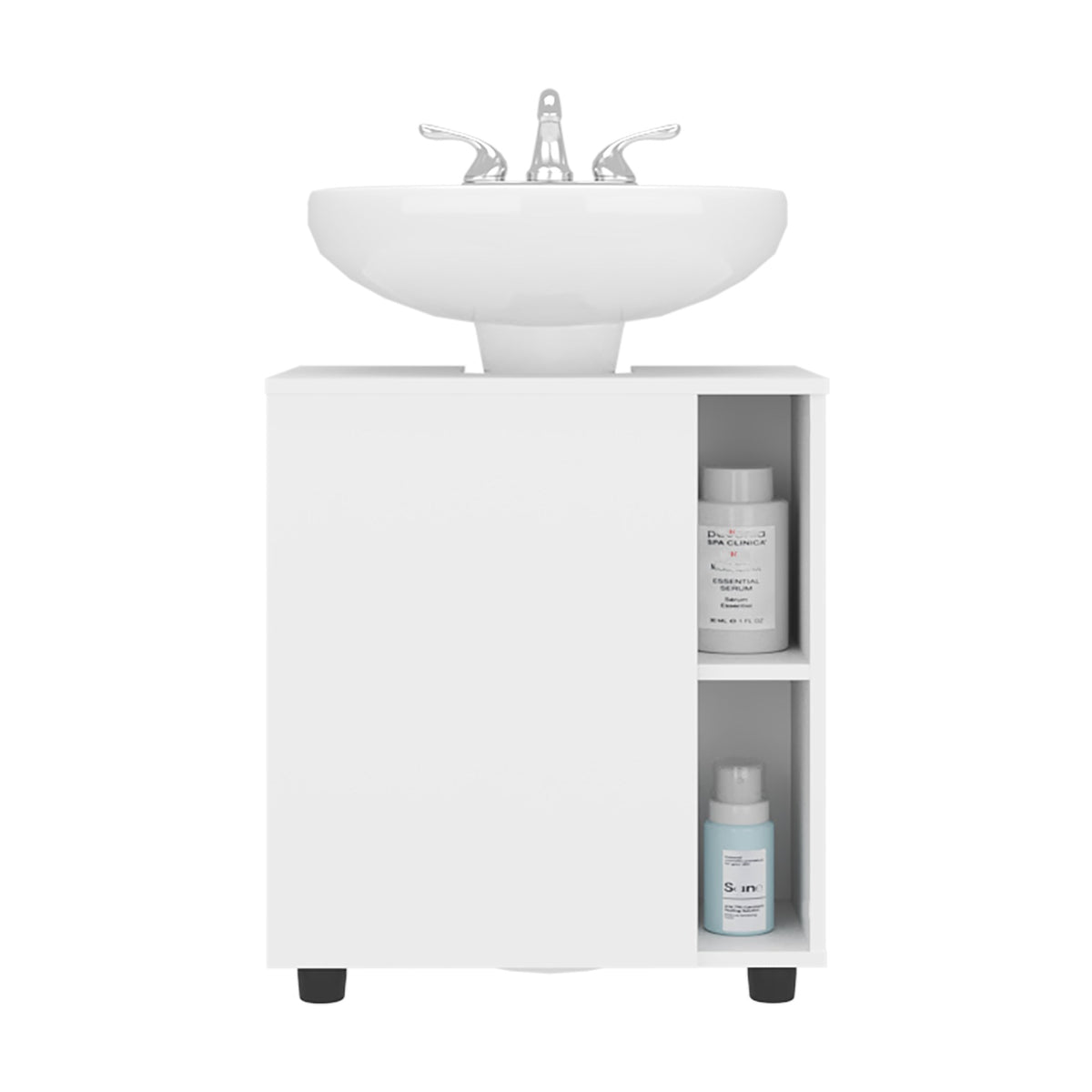 TUHOME CONCEPT Mueble bajo lavabo Pascuale de 55 cm con puerta y huecos laterales, blanco