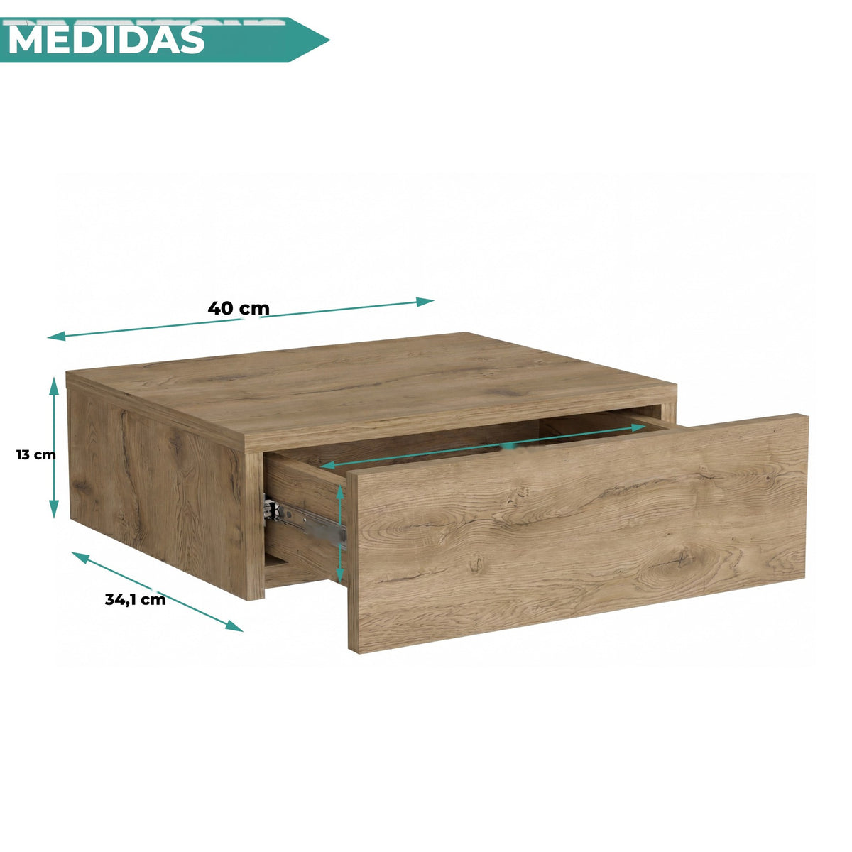 TUHOME CONCEPT Mesita de noche flotante Milano de 40 cm, macadamia