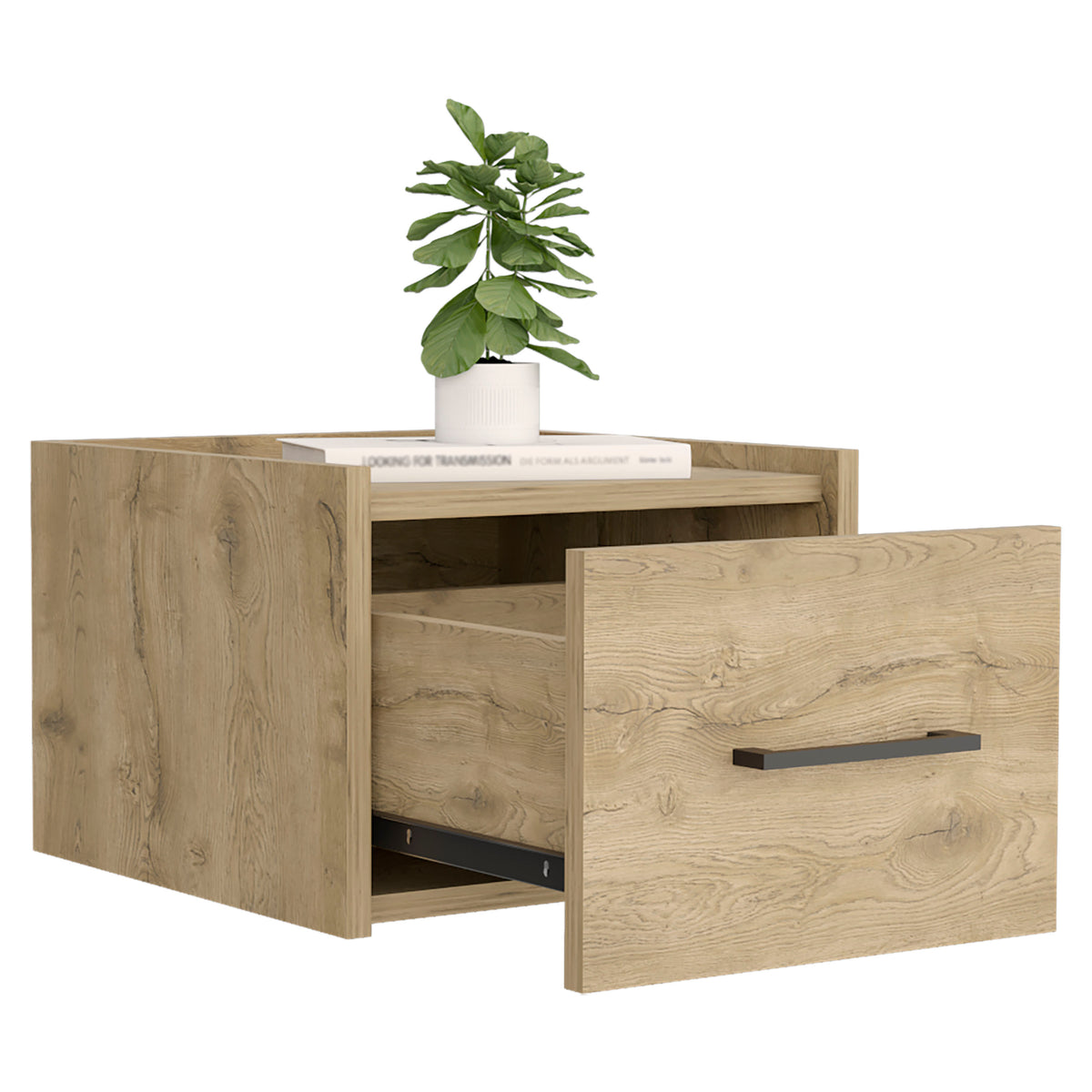 TUHOME CONCEPT Mesita de noche flotante Boa de 35 cm, macadamia