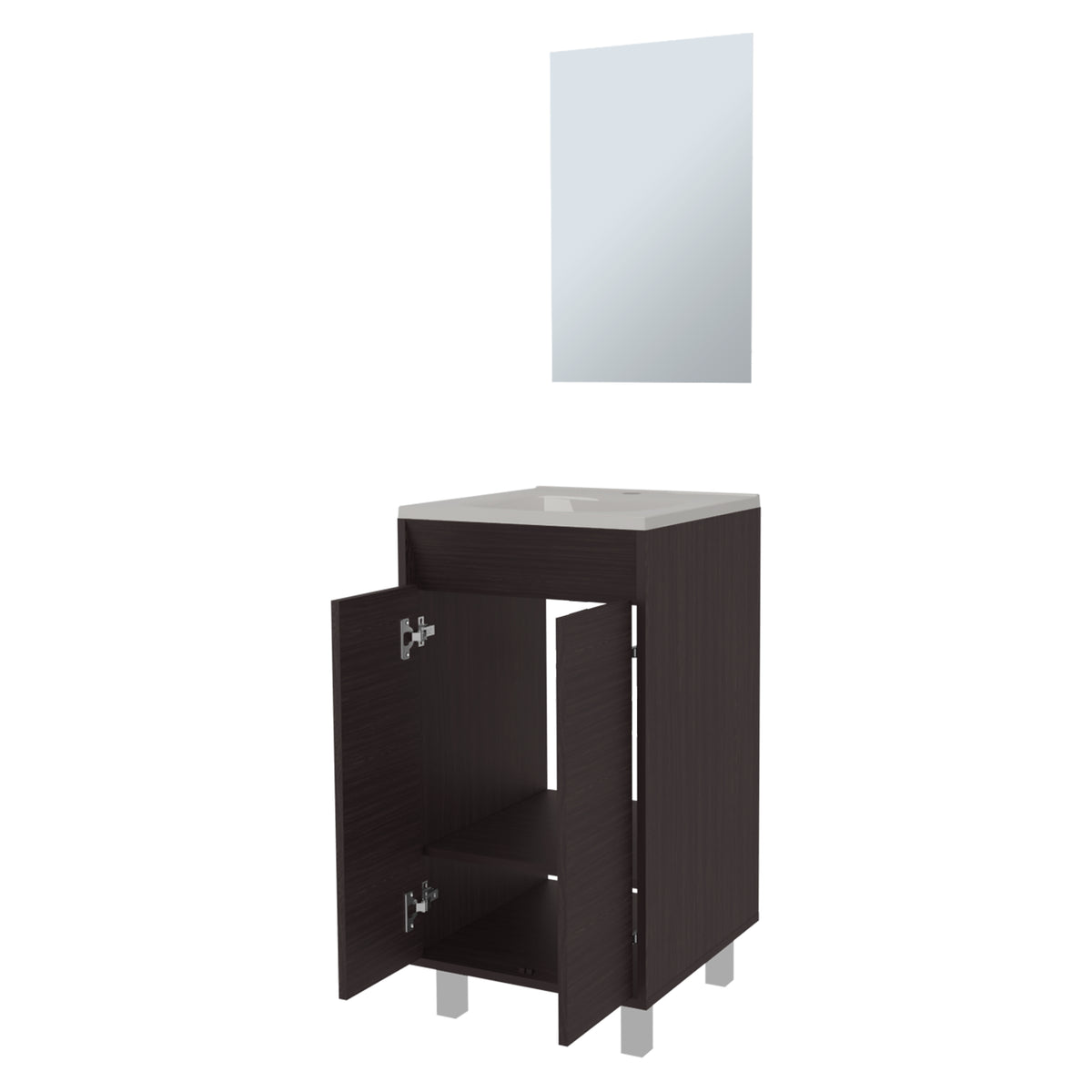 TUHOME CONCEPT Conjunto de baño Brady de 45 cm con lavabo y espejo, wengué