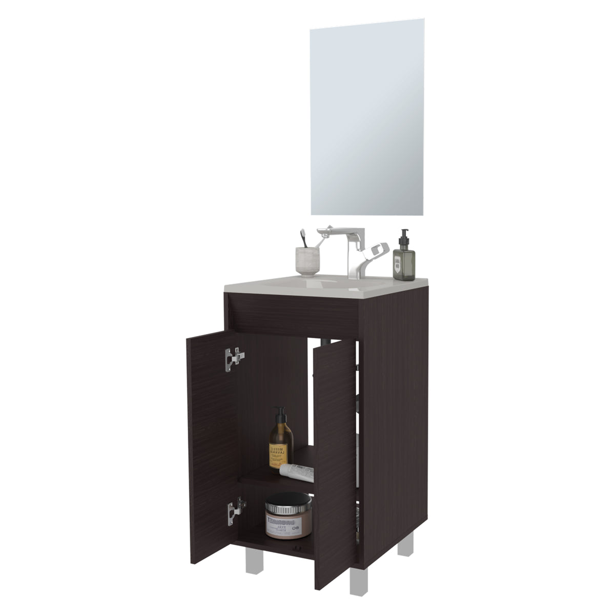 TUHOME CONCEPT Conjunto de baño Brady de 45 cm con lavabo y espejo, wengué