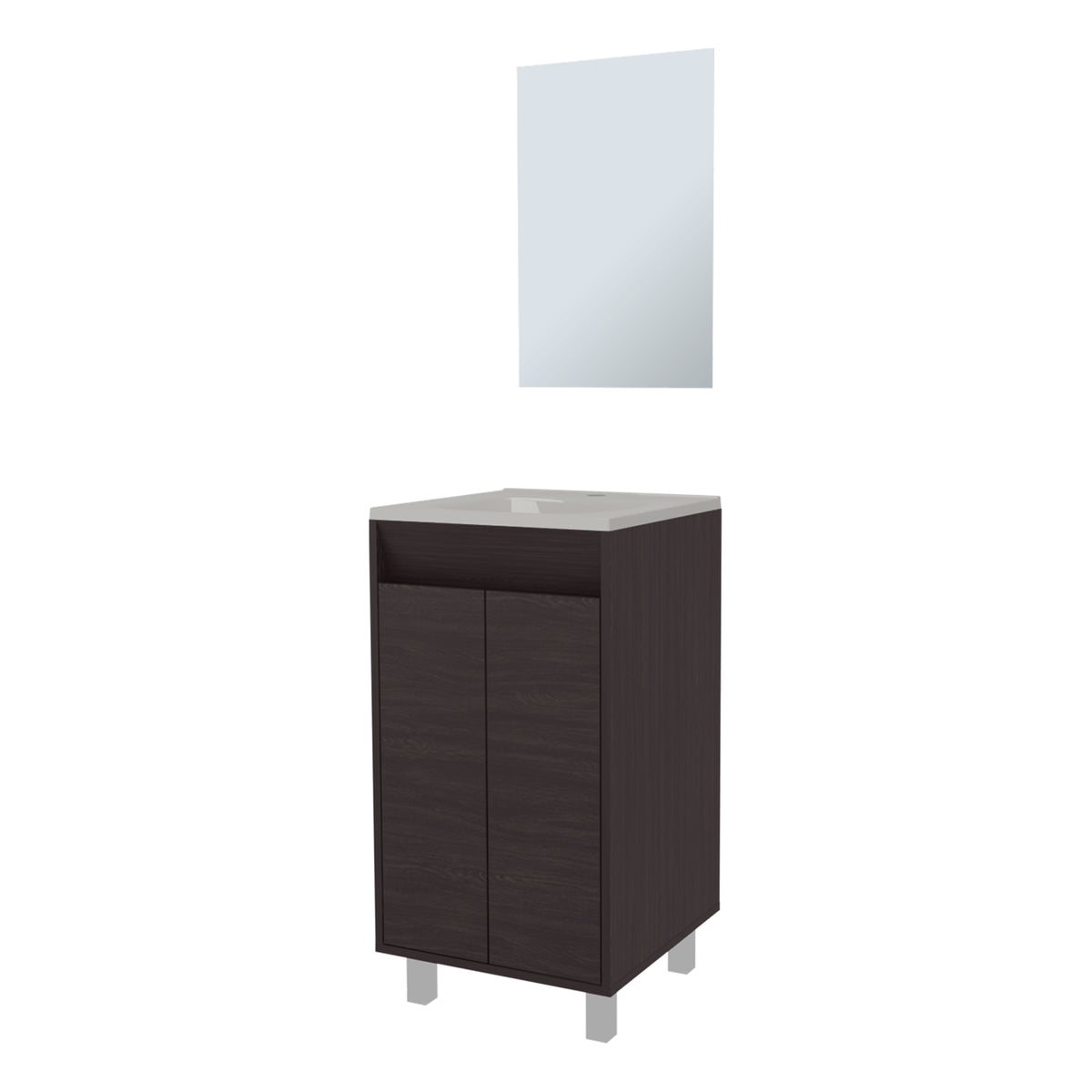 TUHOME CONCEPT Conjunto de baño Brady de 45 cm con lavabo y espejo, wengué
