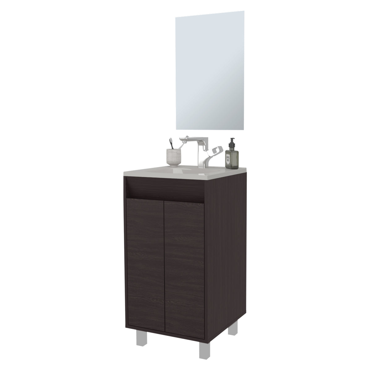 TUHOME CONCEPT Conjunto de baño Brady de 45 cm con lavabo y espejo, wengué