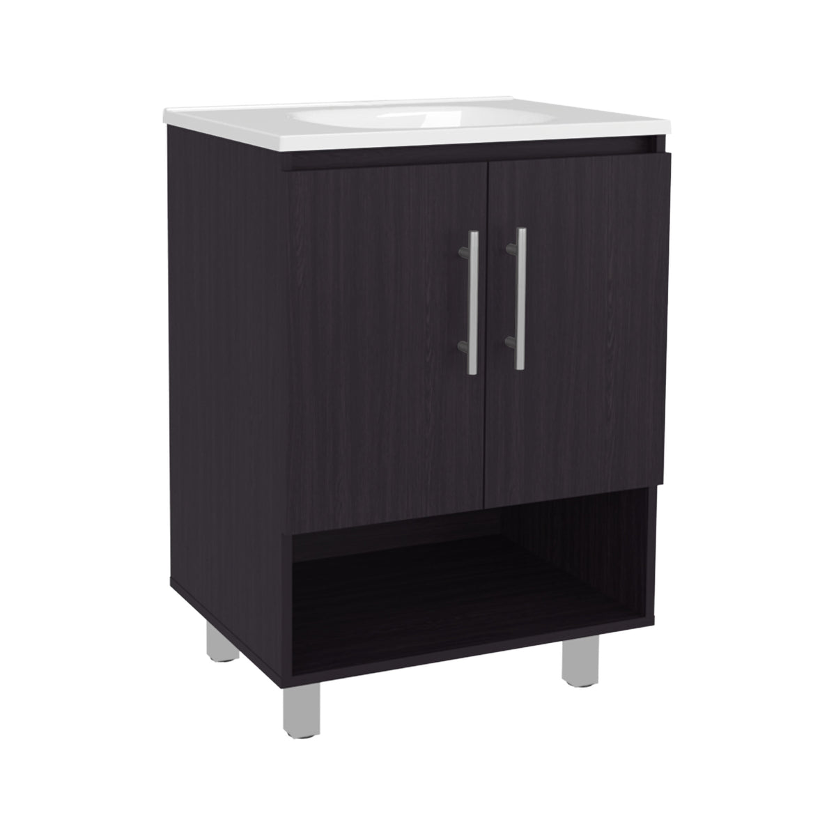 TUHOME CONCEPT Mueble de baño Conrad de 60 cm con lavabo, wengué