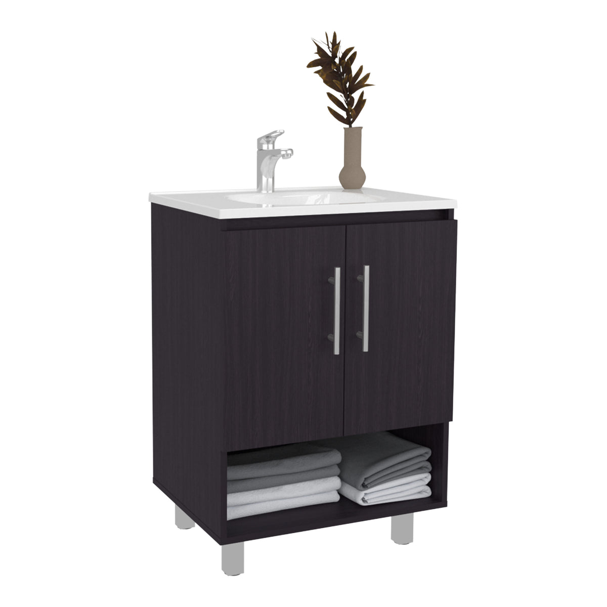 TUHOME CONCEPT Mueble de baño Conrad de 60 cm con lavabo, wengué
