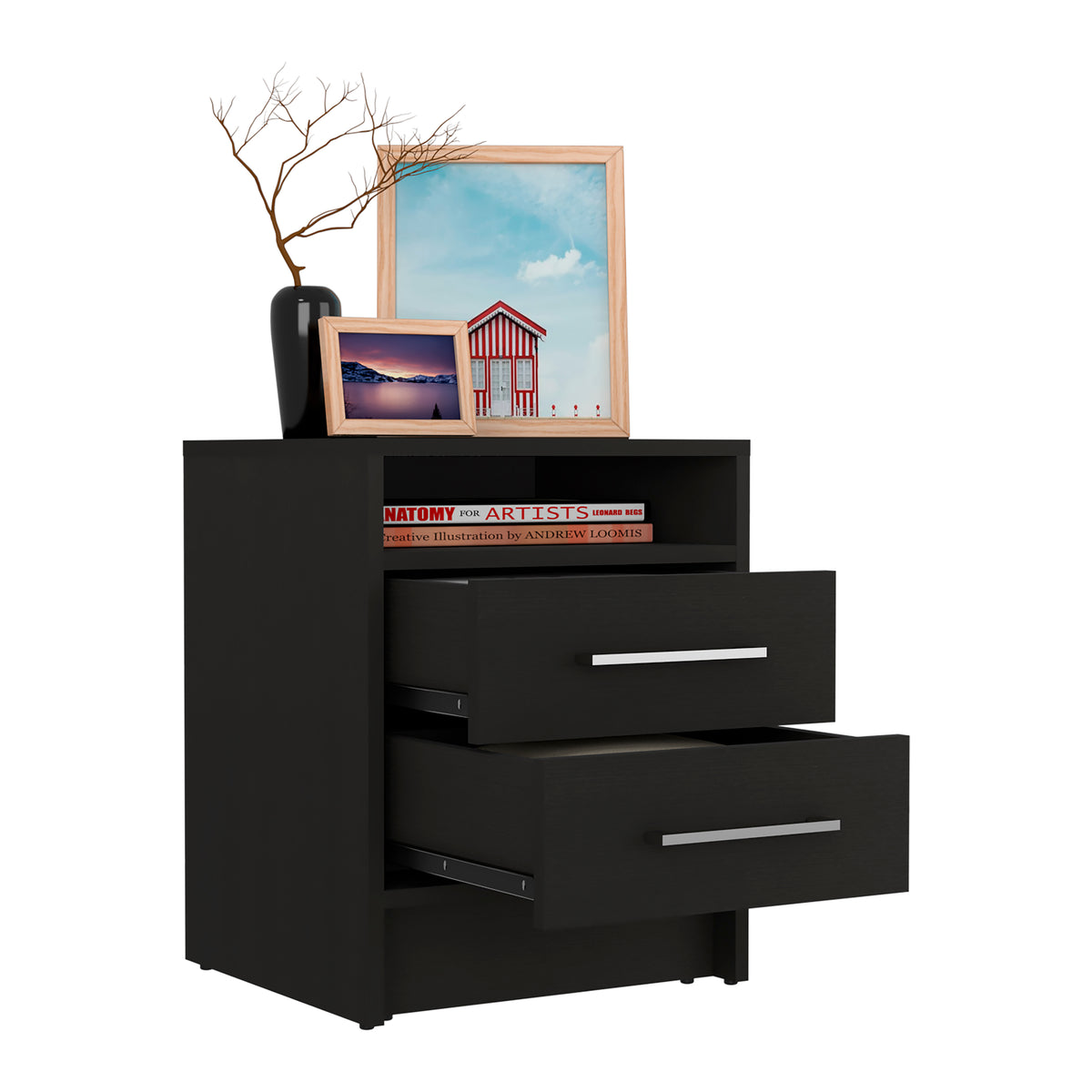 TUHOME CONCEPT Mesita de noche Eter de 40 cm con 2 cajones
