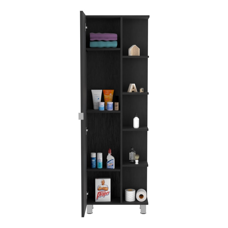 Columna de baño Urano 158 cm, 1 puerta y 5 estantes abiertos